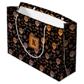 Steampunk-Heißluftballons Monogram Block Große Geschenktüte (Rückseite Schrägansicht)