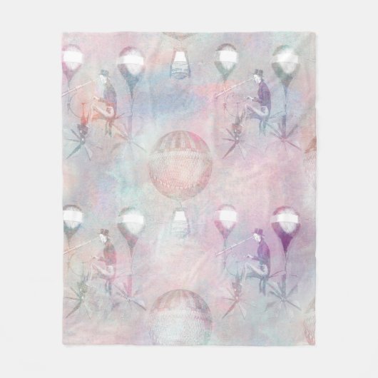 Steampunk-Heißluftballons | VINTAG Fleecedecke (Vorderseite)