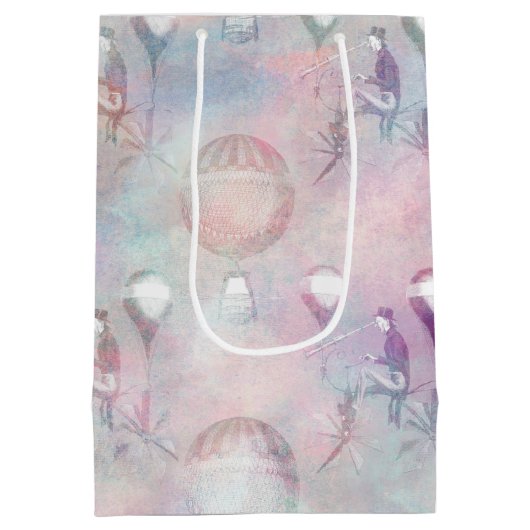 Steampunk-Heißluftballons | VINTAG Mittlere Geschenktüte (Rückseite)