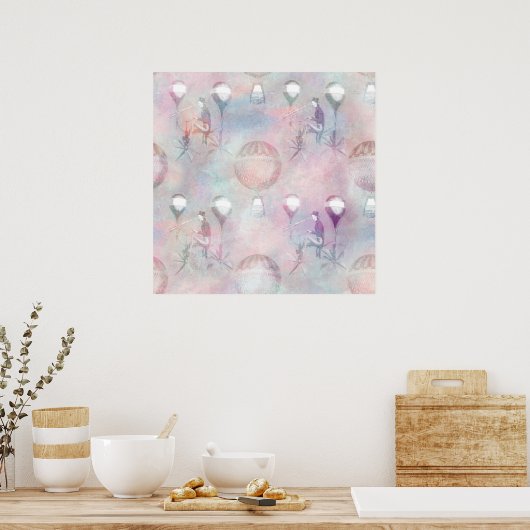 Steampunk-Heißluftballons | VINTAG Poster (Küche)