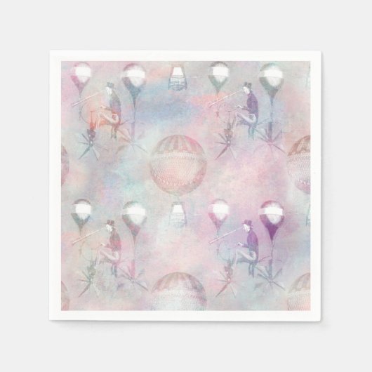 Steampunk-Heißluftballons | VINTAG Serviette (Vorderseite)