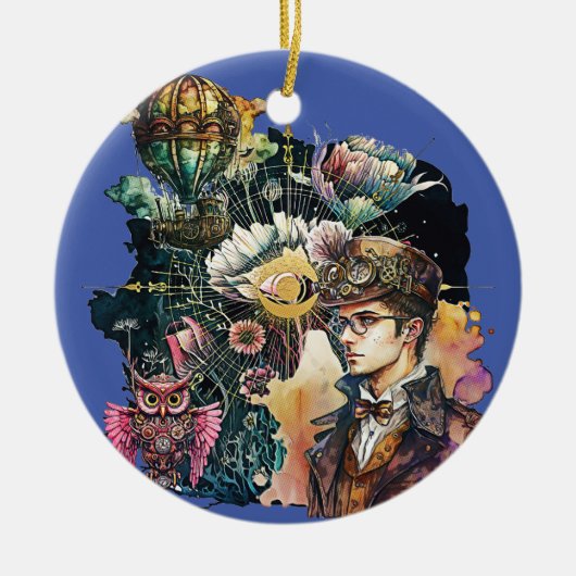 Steampunk Hero - Ein Collage Keramik Ornament (Vorne)