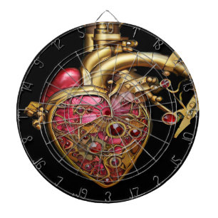 Steampunk-Herz Anatomische Rubine und Zahnräder Dartscheibe