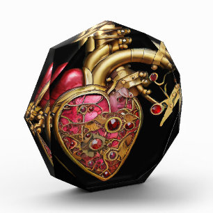 Steampunk-Herz Anatomische Rubine und Zahnräder Fotoblock