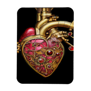 Steampunk-Herz Anatomische Rubine und Zahnräder Magnet
