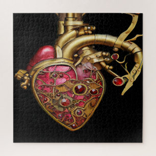 Steampunk-Herz Anatomische Rubine und Zahnräder Puzzle