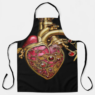 Steampunk-Herz Anatomische Rubine und Zahnräder Schürze