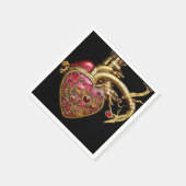 Steampunk-Herz Anatomische Rubine und Zahnräder Serviette (Ecke)