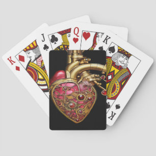 Steampunk-Herz Anatomische Rubine und Zahnräder Spielkarten