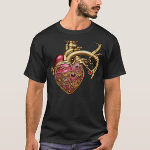 Steampunk-Herz Anatomische Rubine und Zahnräder T-Shirt