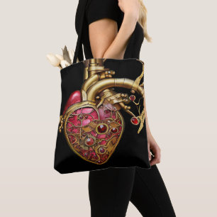 Steampunk-Herz Anatomische Rubine und Zahnräder Tasche
