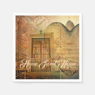 Steampunk-Herz, Fenster und Uhr Serviette
