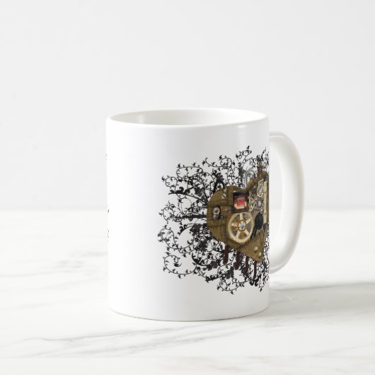 Steampunk Herz-Liebe Kaffeetasse (VorderseiteRechts)