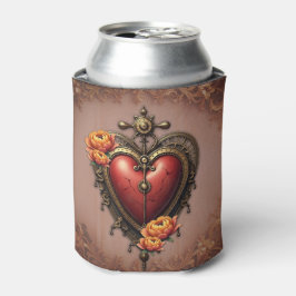 Steampunk Herz mit Blume. Dosenkühler