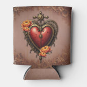 Steampunk Herz mit Blume. Dosenkühler (Vorderseite)
