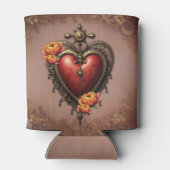 Steampunk Herz mit Blume. Dosenkühler (Rückseite)