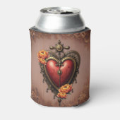 Steampunk Herz mit Blume. Dosenkühler (Kanne Rückseite)
