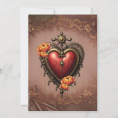 Steampunk Herz mit Blume. Einladung (Rückseite)