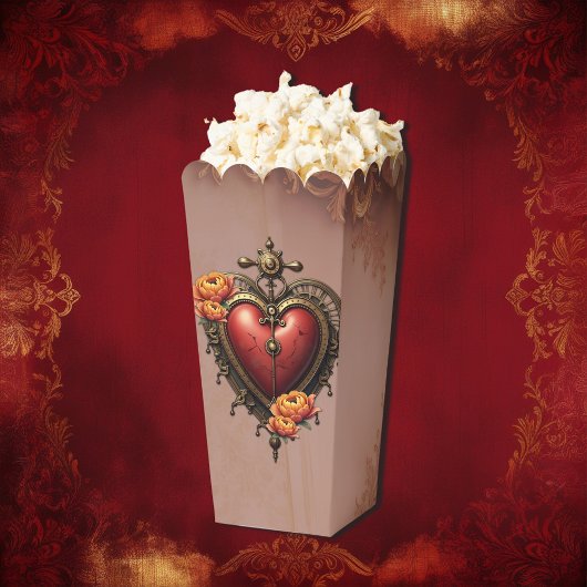 Steampunk Herz mit Blume. Geschenkschachtel