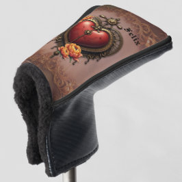 Steampunk Herz mit Blume. Golf Headcover