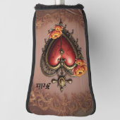 Steampunk Herz mit Blume. Golf Headcover (Rotieren 90)