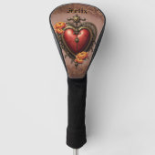 Steampunk Herz mit Blume. Golf Headcover (Vorderseite)