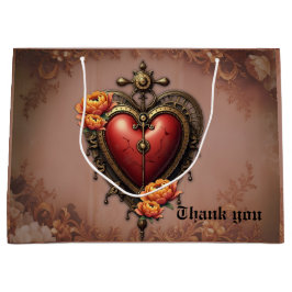 Steampunk Herz mit Blume. Große Geschenktüte