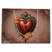 Steampunk Herz mit Blume. Große Geschenktüte (Rückseite)
