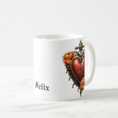Steampunk Herz mit Blume. Kaffeetasse (VorderseiteRechts)