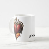 Steampunk Herz mit Blume. Kaffeetasse (Vorderseite Links)