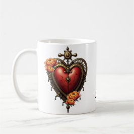 Steampunk Herz mit Blume. Kaffeetasse