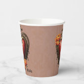 Steampunk Herz mit Blume. Pappbecher (Links)