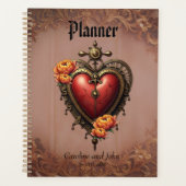 Steampunk Herz mit Blume. Planer (Vorderseite)