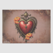 Steampunk Herz mit Blume. Seidenpapier (Vorderseite)