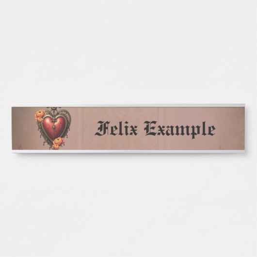 Steampunk Herz mit Blume. Türschild (Vorderseite )