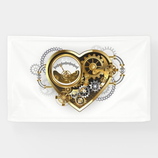 Steampunk-Herz mit Manometer Banner (Horizontal)