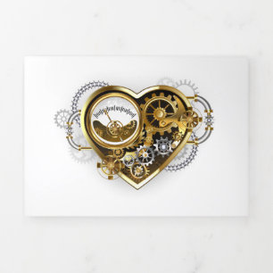 Steampunk-Herz mit Manometer Dreifach Gefaltete Urlaubskarte