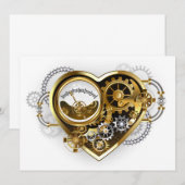 Steampunk-Herz mit Manometer Einladung (Vorne/Hinten)