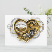 Steampunk-Herz mit Manometer Einladung (Stehend Vorderseite)