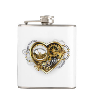 Steampunk-Herz mit Manometer Flachmann