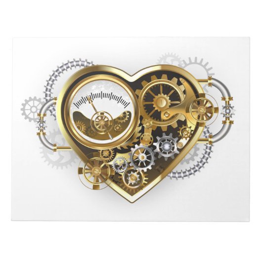 Steampunk-Herz mit Manometer Notizblock (Vorderseite)