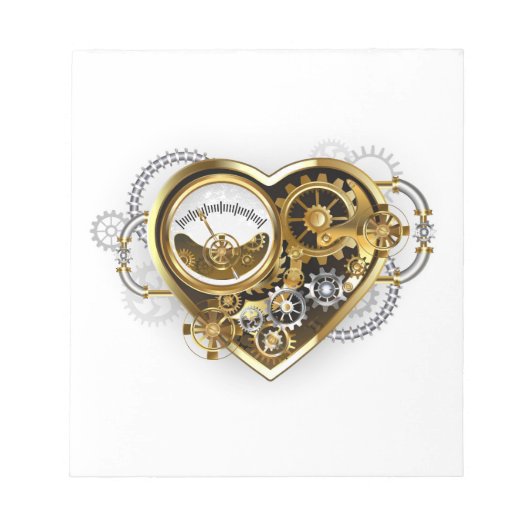 Steampunk-Herz mit Manometer Notizblock (Vorderseite)