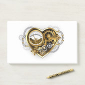 Steampunk-Herz mit Manometer Post-it Klebezettel (Auf Schreibtisch)