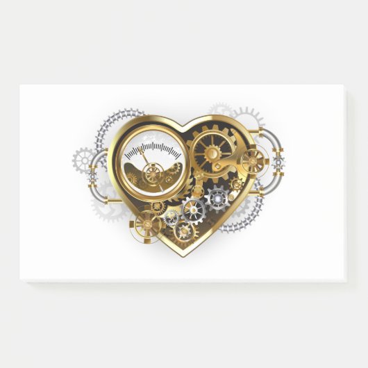 Steampunk-Herz mit Manometer Post-it Klebezettel (Vorderseite)