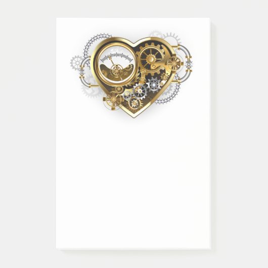 Steampunk-Herz mit Manometer Post-it Klebezettel (Vorderseite)
