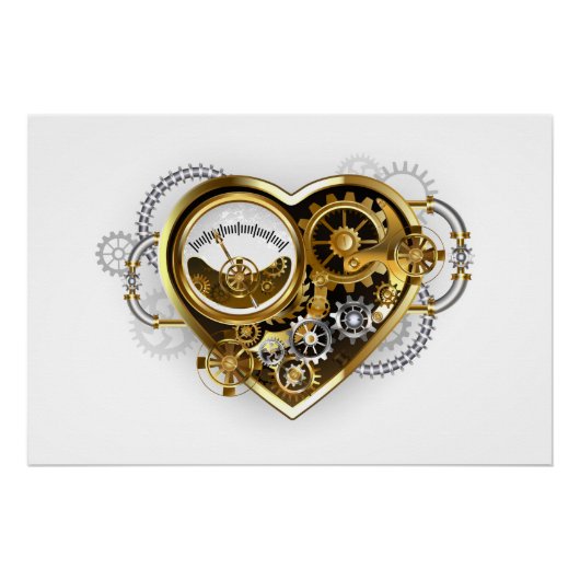Steampunk-Herz mit Manometer Poster (Vorderseite)