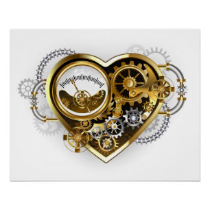 Steampunk-Herz mit Manometer Poster