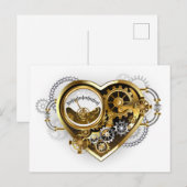 Steampunk-Herz mit Manometer Postkarte (Vorne/Hinten)