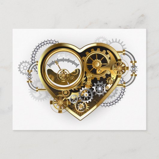 Steampunk-Herz mit Manometer Postkarte (Vorderseite)