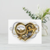 Steampunk-Herz mit Manometer Save The Date (Stehend Vorderseite)